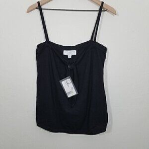 NWT St. John Collection Knit Wool Blend Black Shirt Top Blouse Camisole Size S